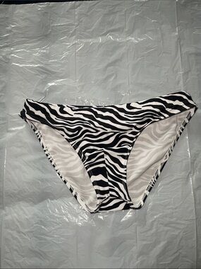 Zebra Print Bikini Bottoms - Black & White size Small
